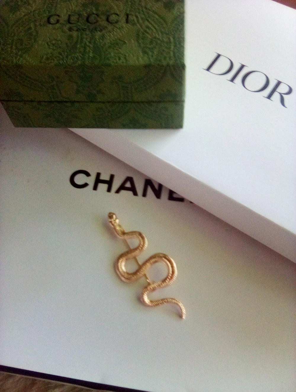 Gold Plated Snake Pendant Brooch